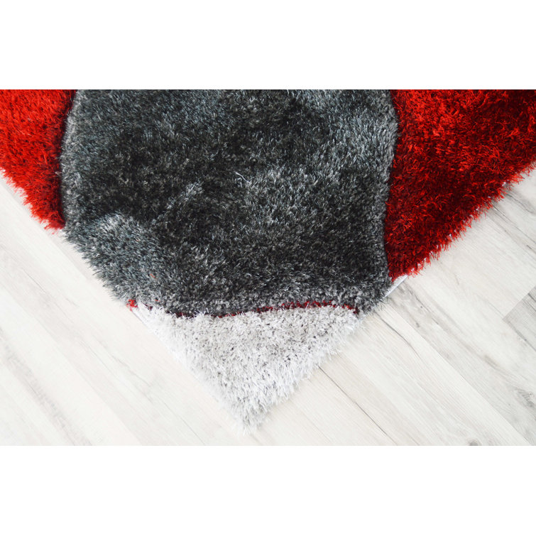 Orren Ellis Toula Geometric Black/Grey/Red Area Rug Wayfair Canada